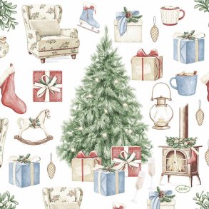 Servietter - Juletr� Med Gaver - Str. 33x33 Cm - 1x20stk.