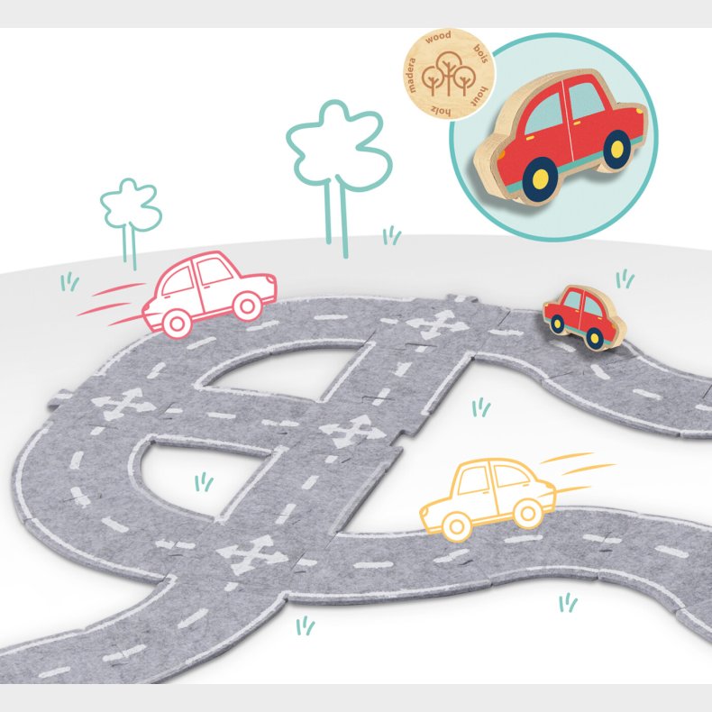 Ses Creative - Filt Vejbane Med Bil 40 Dele