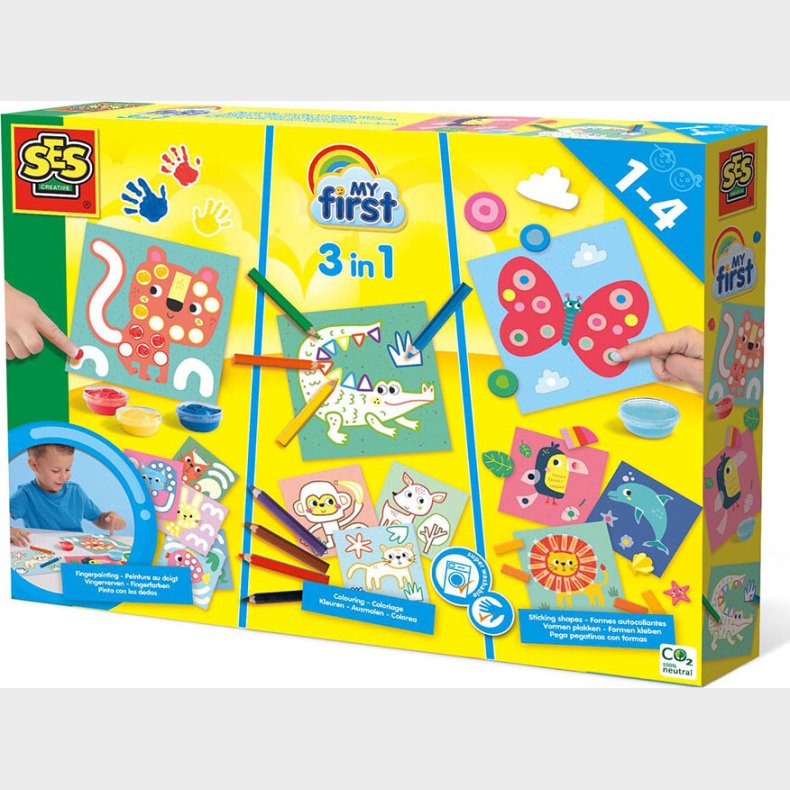Ses Creative - Min F�rste - 3 I 1 - Fingermaling, Farvel�gning Og Klisterm�rker