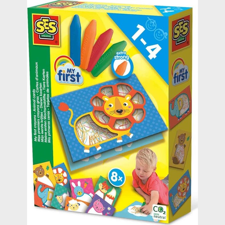 Ses Creative - Min Frste - Farvekridt Og Dyrekort