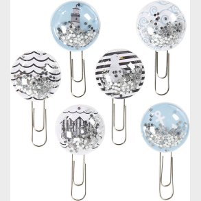 Shaker Clips - L 49 Mm -  25 Mm - Sort - Bl - Gr - Hvid - 6 Stk.