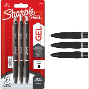 Sharpie - S-gel Gelpenne - Sort - 3 Styk