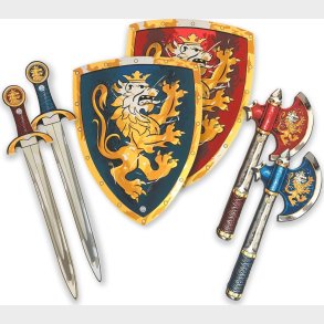 Shield Noble Knight Set For 2 - Blue & Red (2 X Sword & Axe)