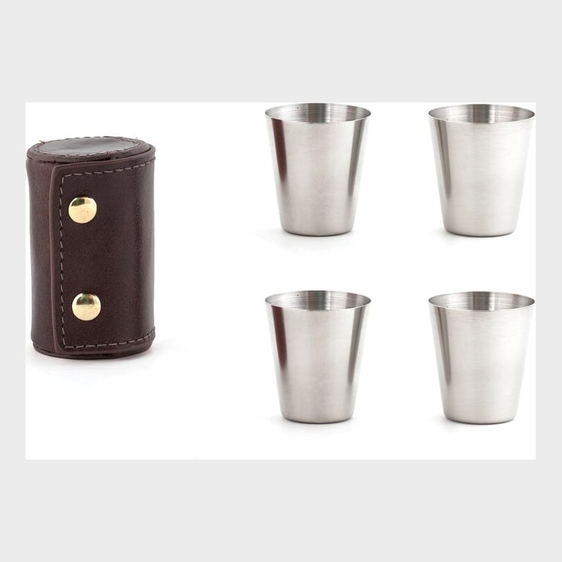 Shotglas I L�deretui - 4 Stk - Kikkerland