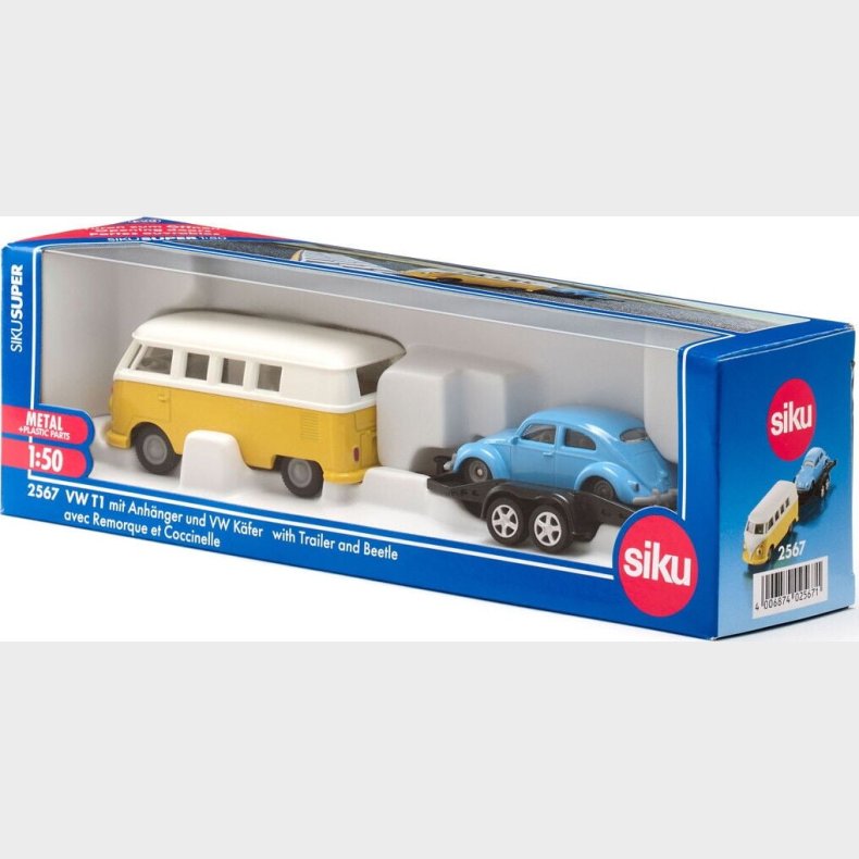Siku - Vw T1 Med Trailer & Vw Beetle
