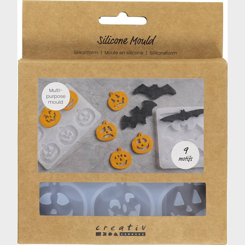 Silikoneform - Flagermus Og Grskar - H 0,3+0,5 Cm - B 3+8 Cm - Mat Transparent - 2 Stk./ 1 Stk.