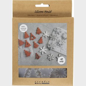 Silikoneform - Iskrystaller Og Juletrer - H 0,3 Cm - B 3,5+4,7 Cm - Med Hul Til Ophng - Mat Transparent - 2 Stk./ 1 Stk.