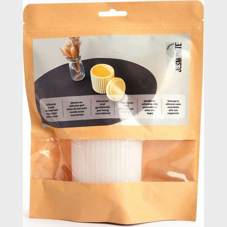 Jesmonite - Form - Silikone - Rillet Beholder Med L�g