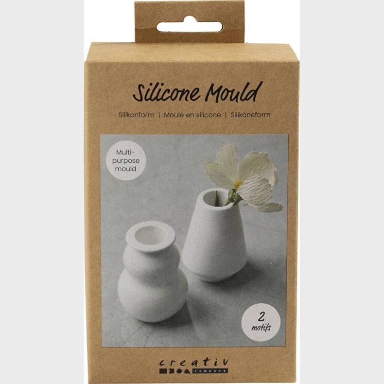 Silikoneform - Vase Og Lysestage - H 7,5 Cm -  5,5 Cm - Mat Transparent - 2 Stk.