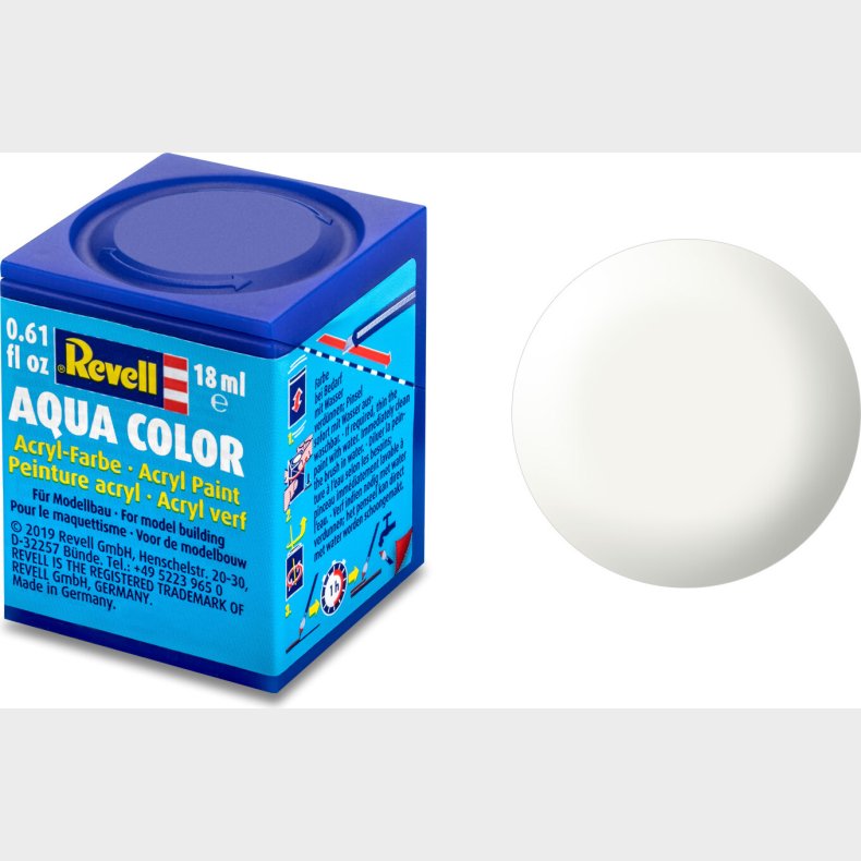 Revell - Maling - Aqua Color Silk White Acrylic - Ral 9010 - 18 Ml - 36301 - Revell