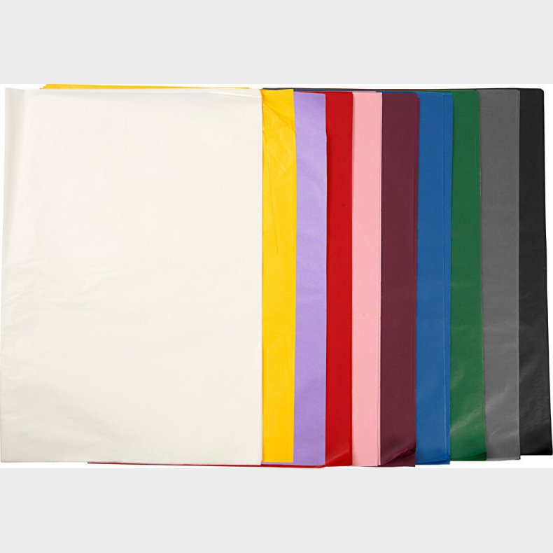 Silkepapir - 50x70 Cm - 17 G - Flere Farver - 10x25 Ark