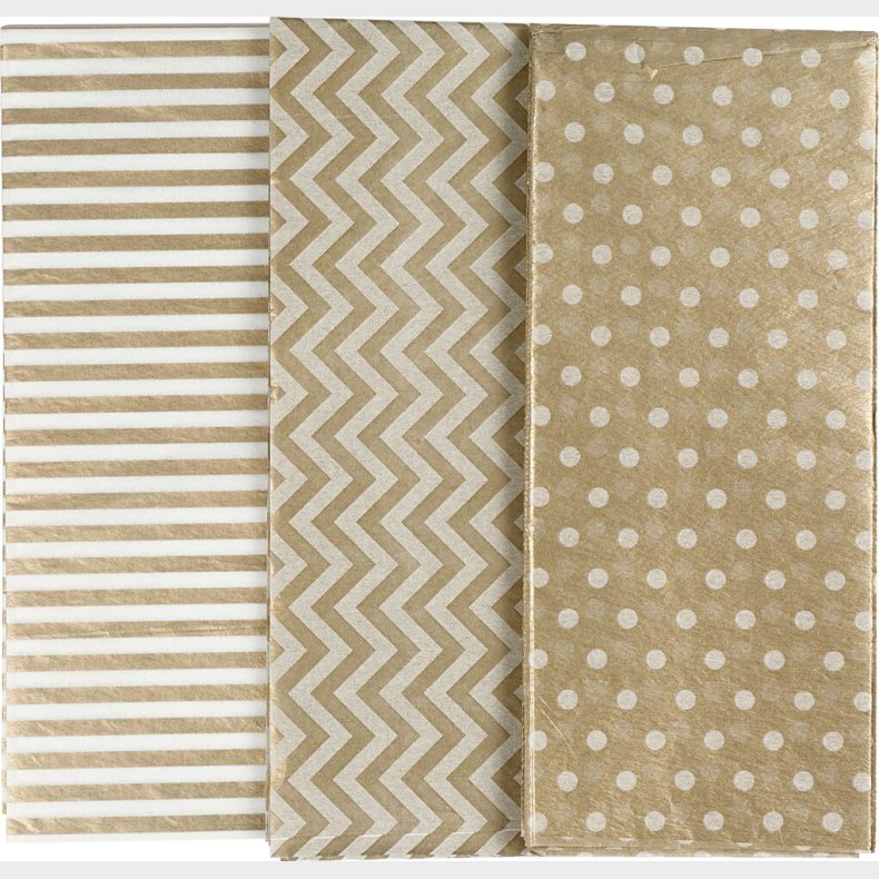 Silkepapir - 50x70 Cm - 17 G - Guld - 6 Ark