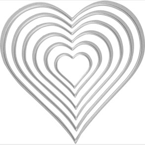 Prge- Og Skreskabelon - Hjerter - Str. 2,5x3-10x11 Cm