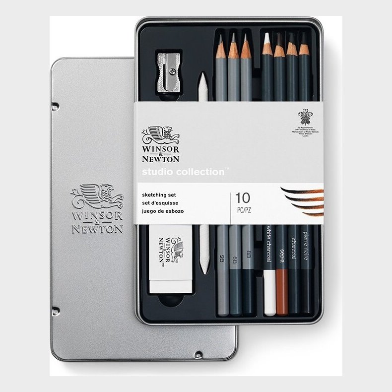 Skitses�t Med Blyanter Og Tilbeh�r - Studio Collection - Winsor & Newton - 10 Dele