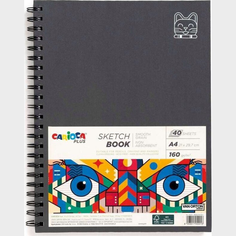 Skitsebog Med Spiralryg - A4 - Sketchbook - 40 Sider - Carioca Plus