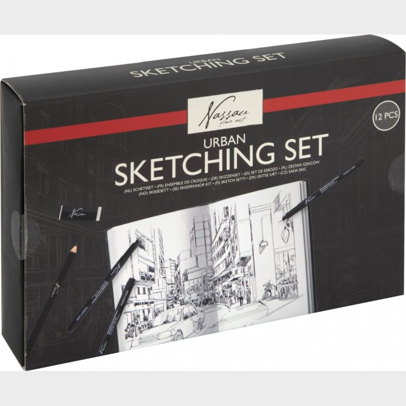 Skitses�t Med Skitsebog - 12 Dele - Nassau Fine Art