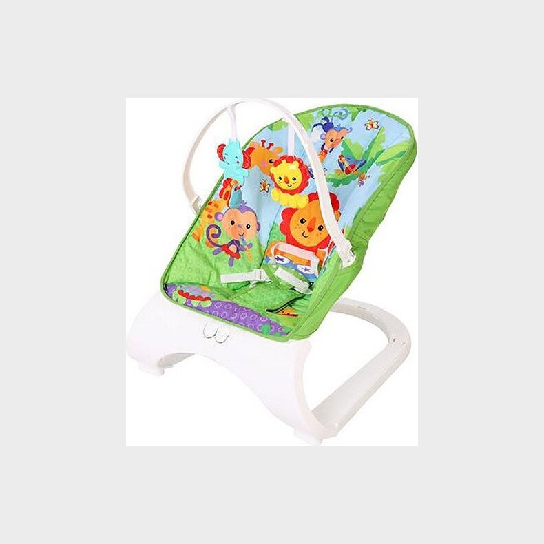 Skrstol Med Gyngefunktion Til Baby - Glade Dyr - 53x11x42 Cm