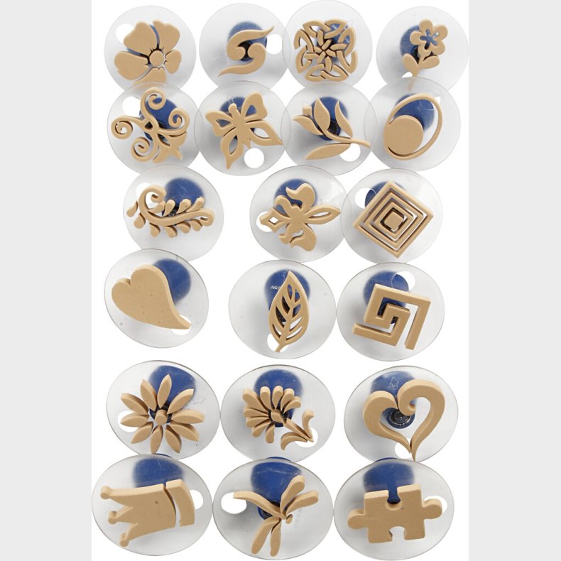 Skumstempler Med H�ndtag - Str. 3-6 Cm - 20 Stk.