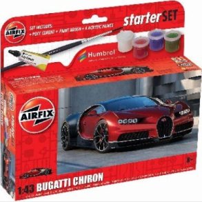 Airfix - Bugatti Chiron Model Bil Byggest Inkl. Maling - 1:43 - A55005