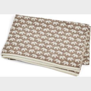 Smallstuff - Babyt�ppe Med Elefanter - Merinould - Natur - 80x100 Cm