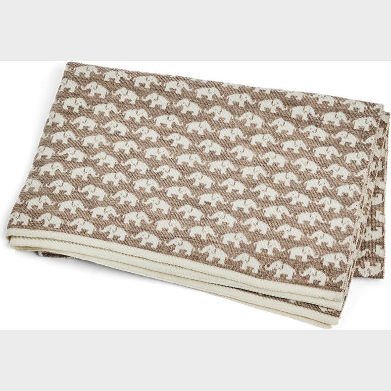 Smallstuff - Babyt�ppe Med Elefanter - Merinould - Natur - 80x100 Cm