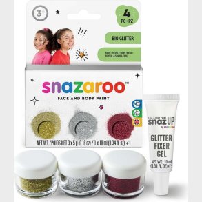 Snazaroo Ansigtsmaling - Glitter - Guld, S�lv, R�d Og Gel - 3x5 G