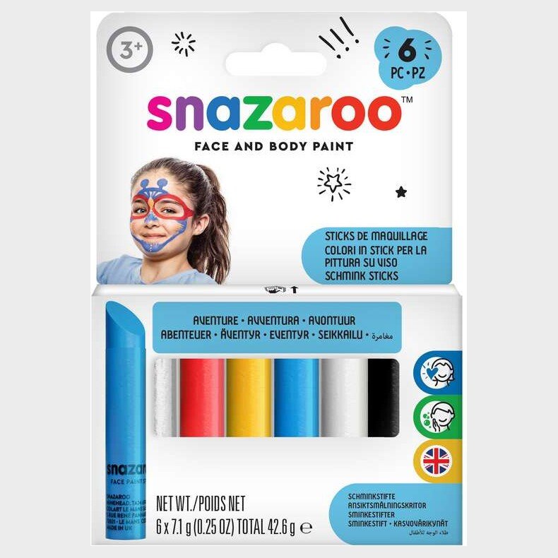 Snazaroo - Ansigtsmaling Stifter - Bl� - 6 Farver