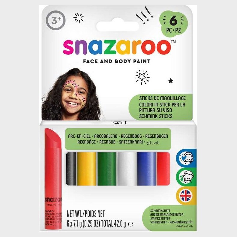 Snazaroo - Ansigtsmaling Stifter - Standard - 6 Farver