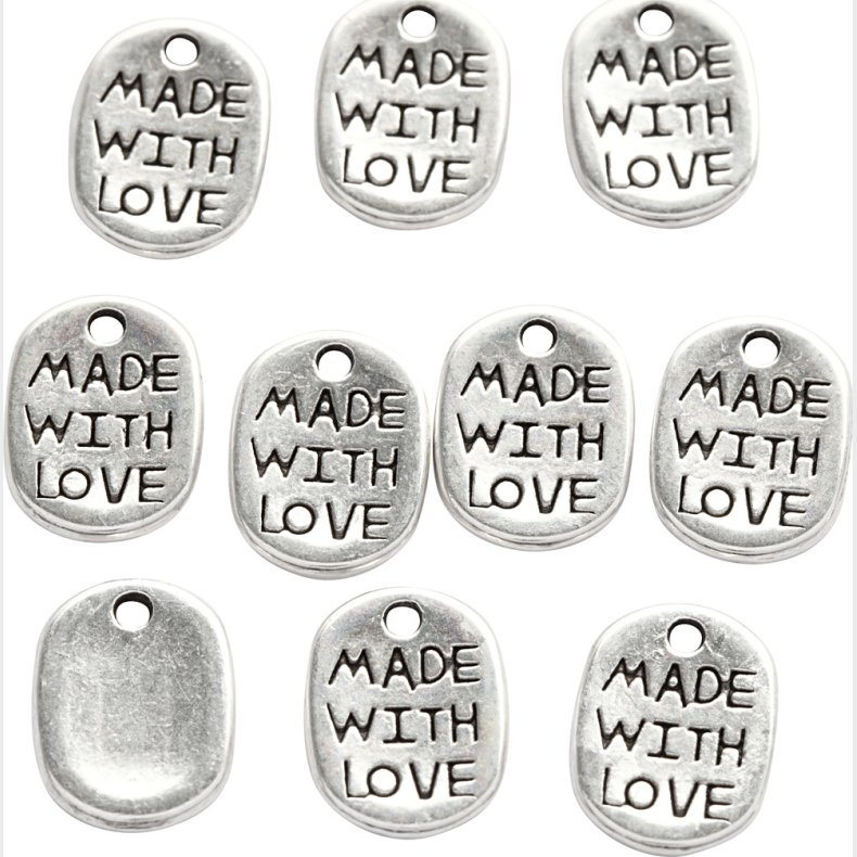 Smykkevedhng - L 12 Mm - B 8 Mm - Hulstr. 1 Mm - Forslvet - 10 Stk.