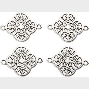 Smykkevedhng -  15 Mm - Hulstr. 1,2 Mm - Forslvet - 4 Stk.