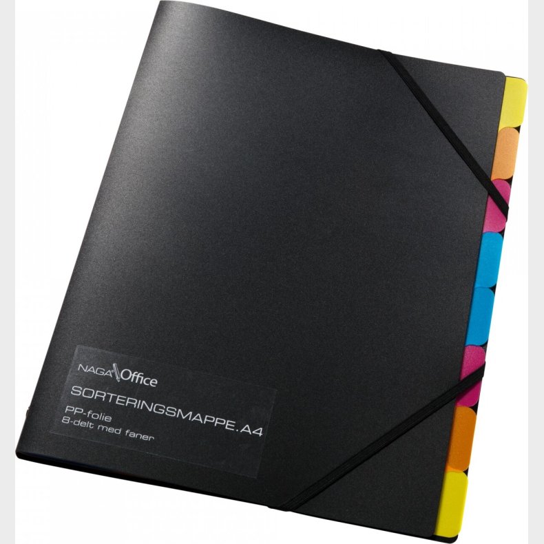 Sorteringsmappe A4 - 8 Rum - Sort