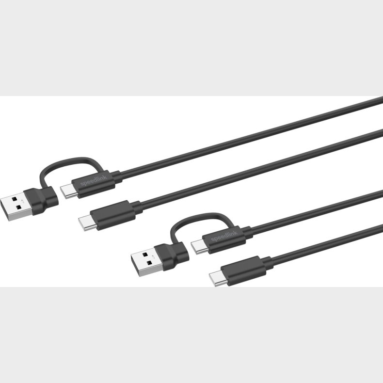 Speedlink - Stream Play & Charge Usb-c/a To Usb-c Cable Set, Black