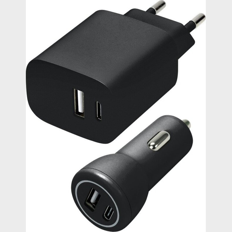 Speedlink - Wall & Car Charger Set Usb-a & Usb-c 15w, Black