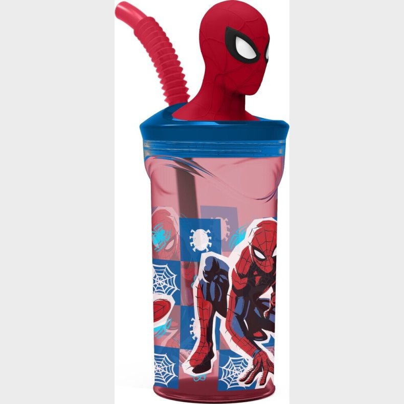 Spiderman - Drikkedunk Med Sugerr - Tumbler - 360 Ml