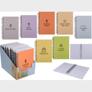 Notesbog Med Spiralryg - A5 - Linjeret - 107 Sider - Overraskelsesfarve