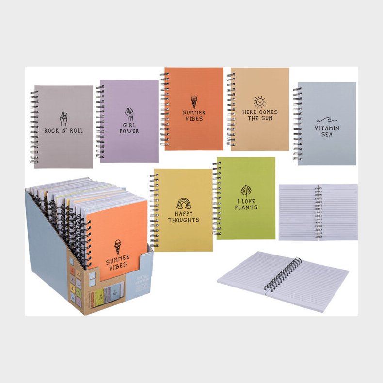 Notesbog Med Spiralryg - A5 - Linjeret - 107 Sider - Overraskelsesfarve