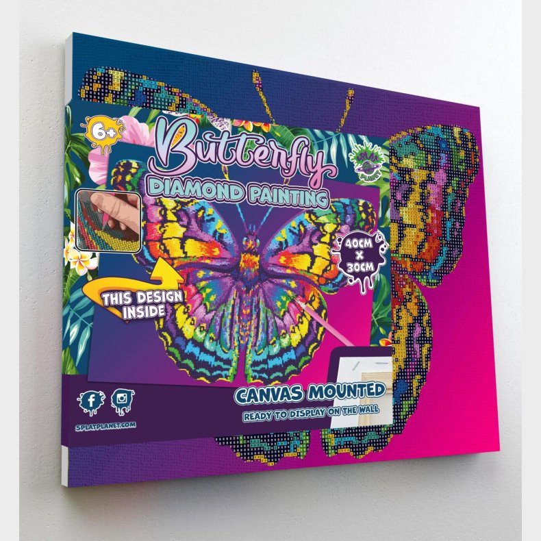 Splat Planet - Diamond Painting - L�rred - Sommerfugl - 30x40 Cm