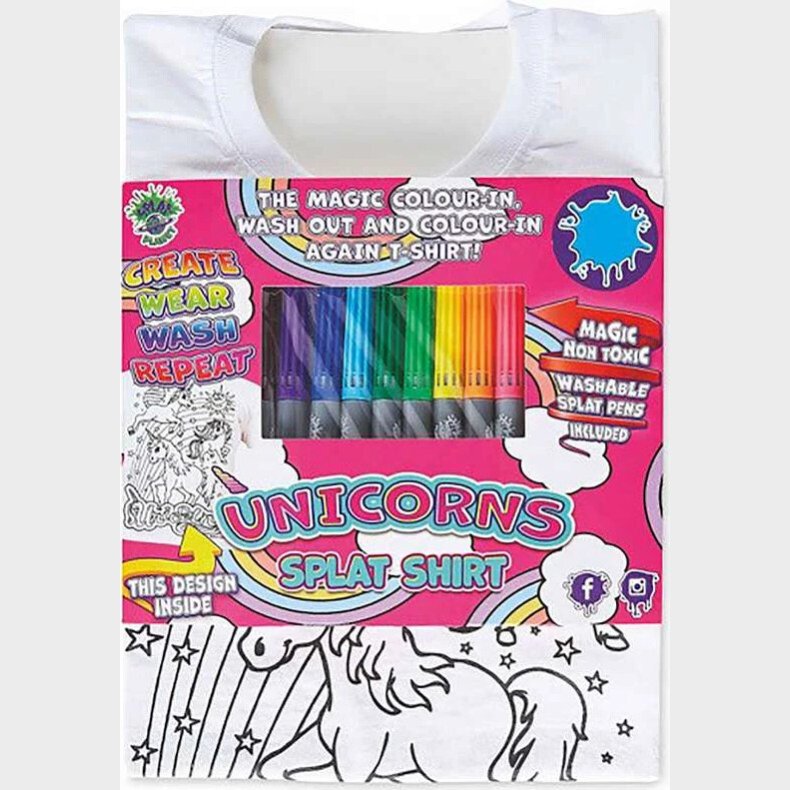 Splat Planet - T-shirt Farv Og Vask Af - 10 Tuscher - 3-4 �r - Enhj�rning