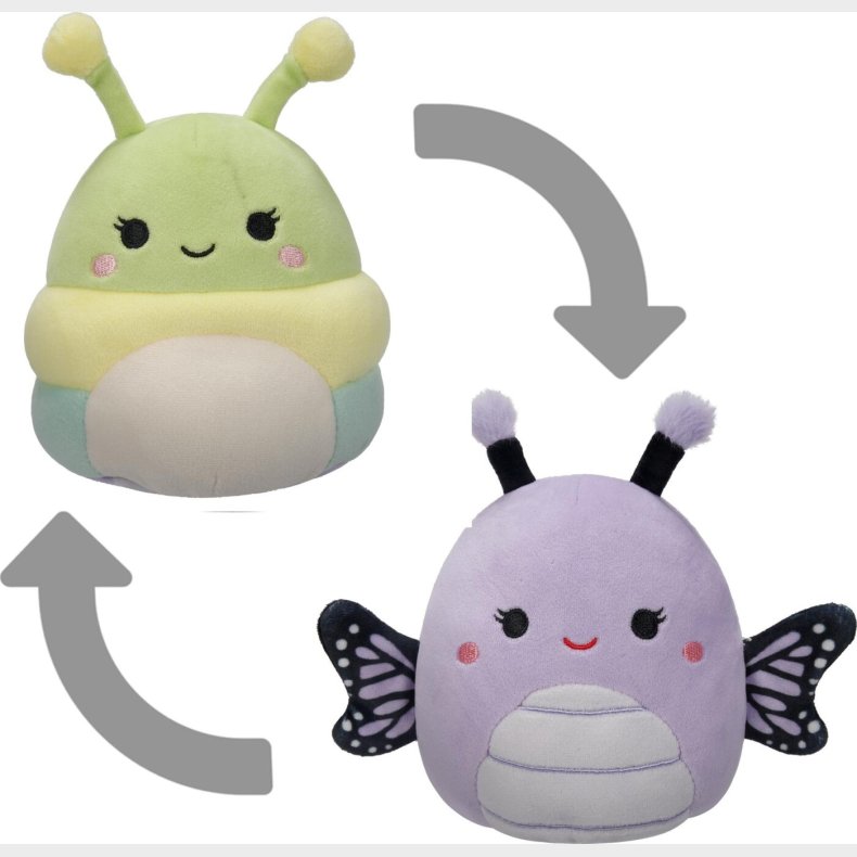 Squishmallows Bamse - Flip A Mallow - Sommerfugl Og Larve - 13 Cm
