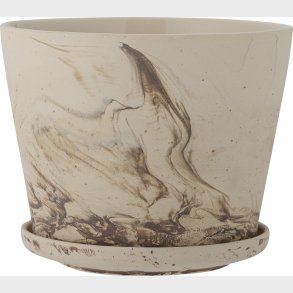 Bloomingville - Stacy Urtepotte Med Underskl - Brun - Stentj Keramik