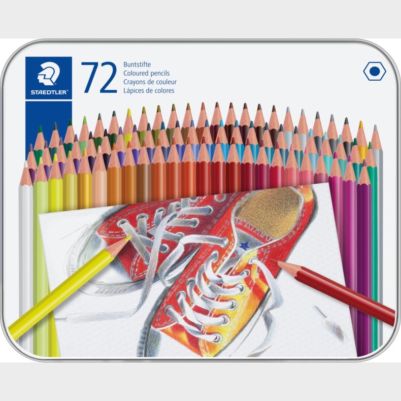 Staedtler - Farveblyanter I Metalboks - 72 Stk