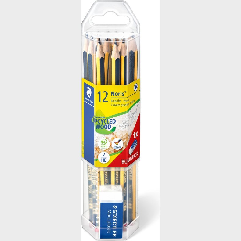 Staedtler - Noris Hb Blyanter - Inkl. Viskel�der - 12 Blyanter