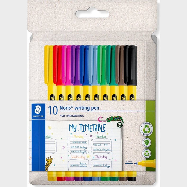 Staedtler - Noris Fineliner - Til H�ndskrivning - 10 Stk.