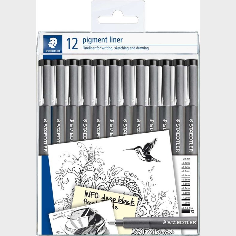Staedtler - Pigmentliner - 0,5 Mm - Sort - 12 Stk.