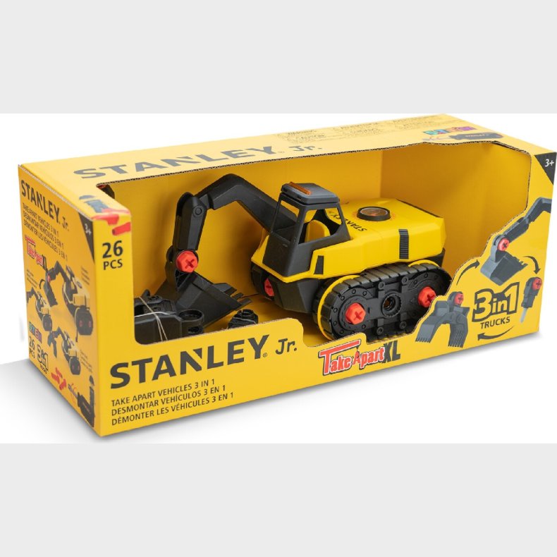 Stanley Jr. - 3 I 1 Xl Take Apart S�t: Gravmaskine, Trykluftsbor Og Klo