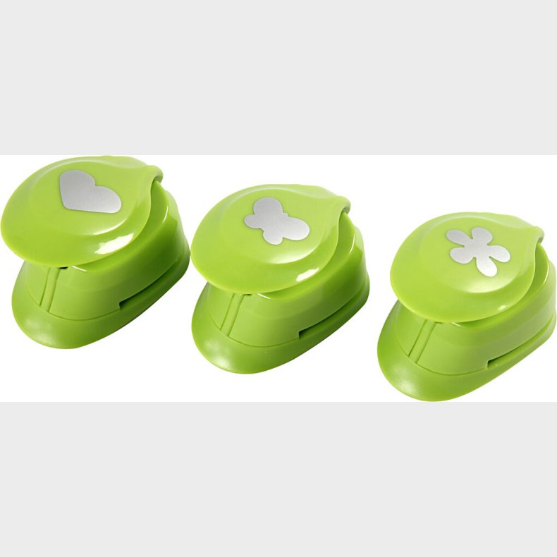 Stansejern - Blomst - Sommerfugl - Hjerte - Str. 25 Mm - 3 Stk.