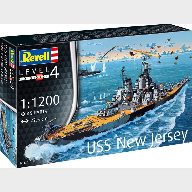Revell - Battleship Uss New Jersey Kit - 1:1200 - Level 4 - 05183