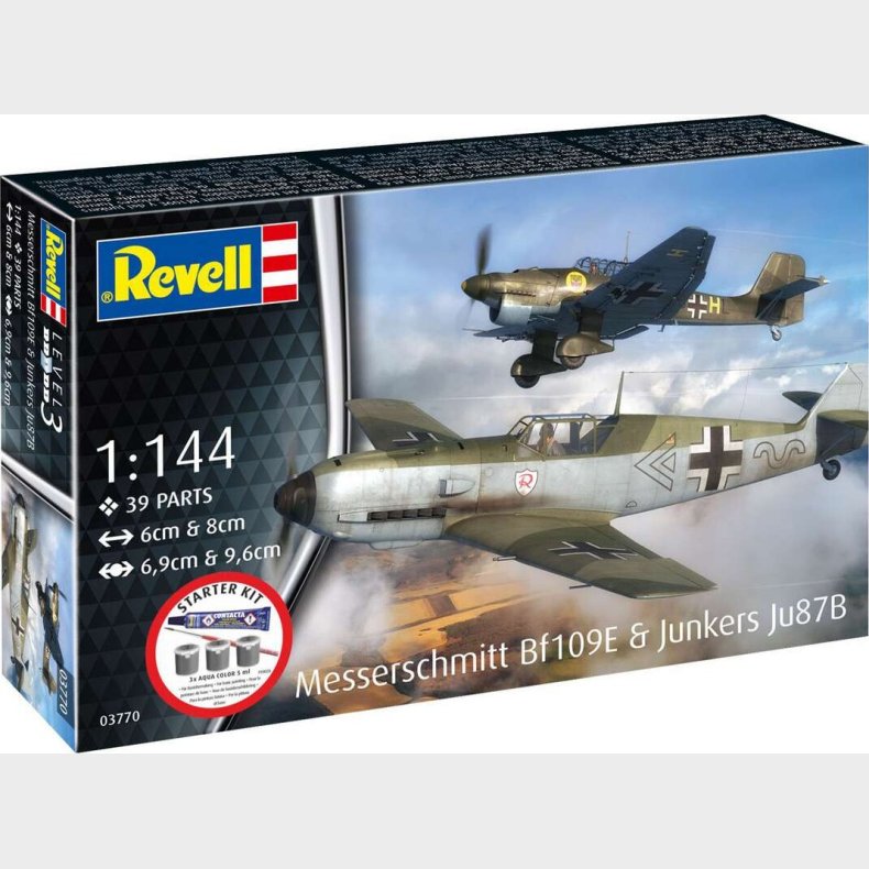 Revell Starter Kit - Messerschmitt Bf109e/ju87b Stuka - 1:144