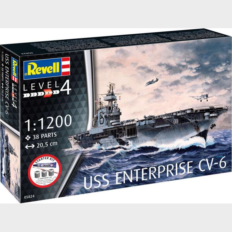 Revell - Uss Enterprise Cv-6 Starter Kit - 1:1200 - Level 4 - 05824