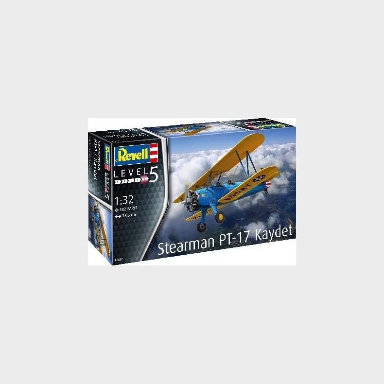 Revell - Stearman Pt-17 Kaydet Modelfly Byggest - 1:32 - Level 5 - 03837